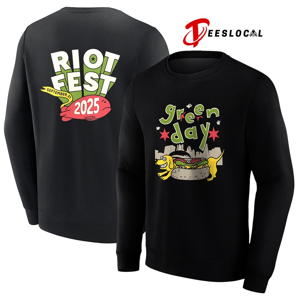 Green Day tour Chicago IL Riot Fest 2025 hotdog shirt, hoodie