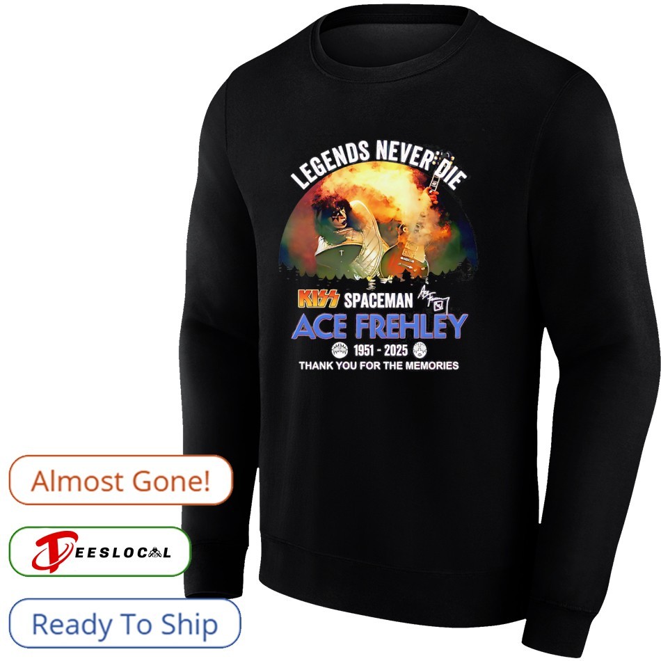 Ace Frehley Kiss Spaceman legends never die 1951 2025 thank you for the  memories shirt