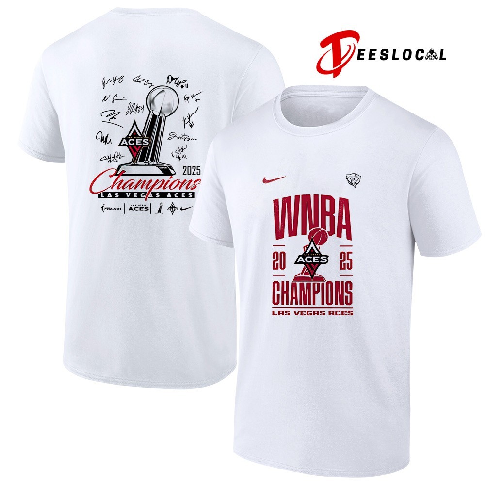 Las Vegas Aces 2025 WNBA Champions trophy team signature shirt