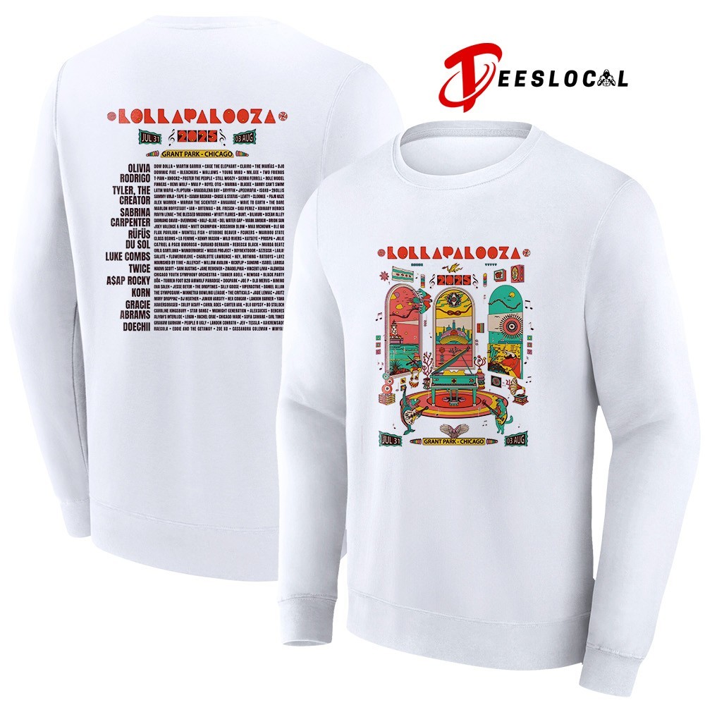 Lollapalooza 2025 poster lineup shirt, hoodie, sweater, long