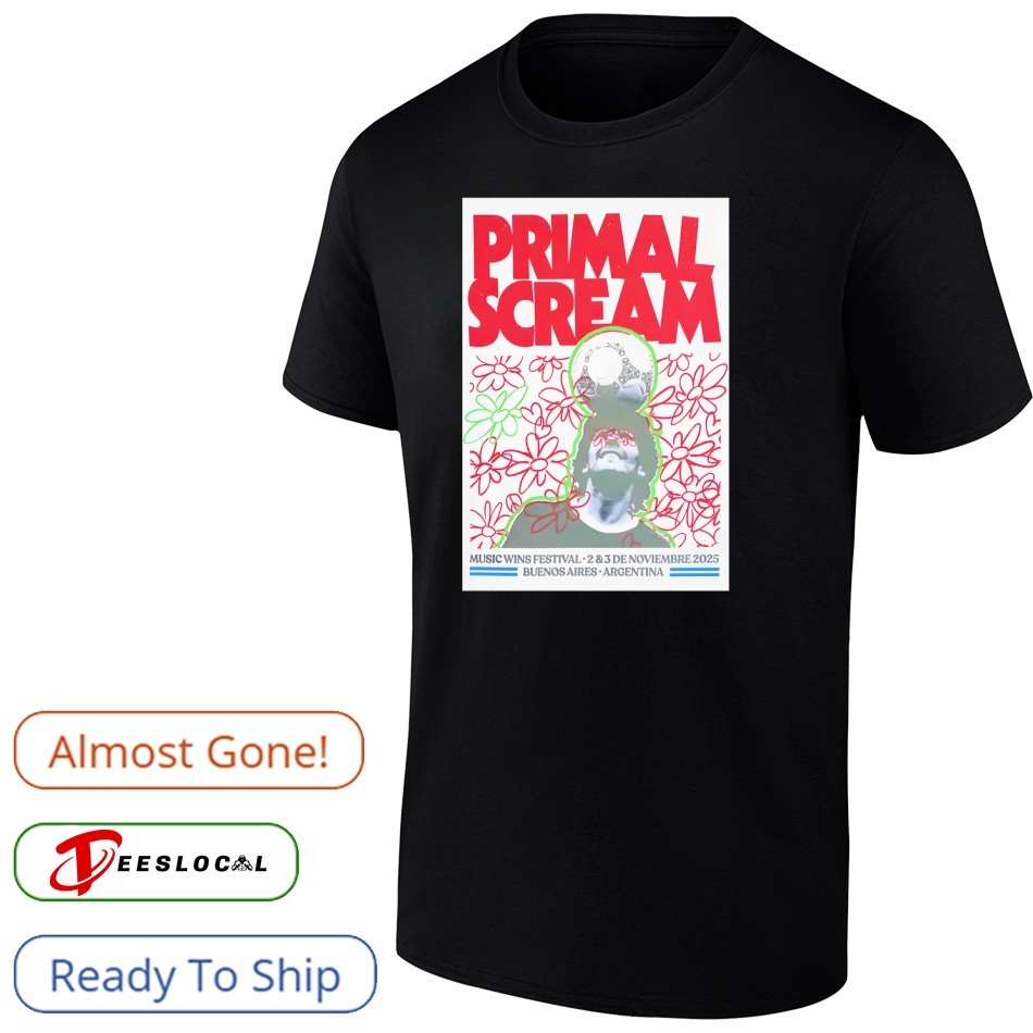 PRIMAL SCREAM 2025ツアー フーディー L Primal Scream Nov 2-3 2025 Music Wins Festival Buenos Aires