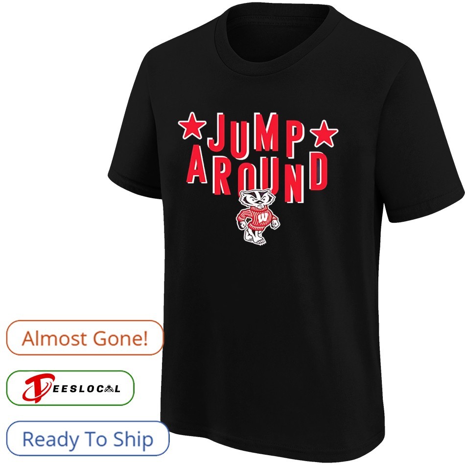 Wisconsin Badgers badger mascot Jump Around shirt