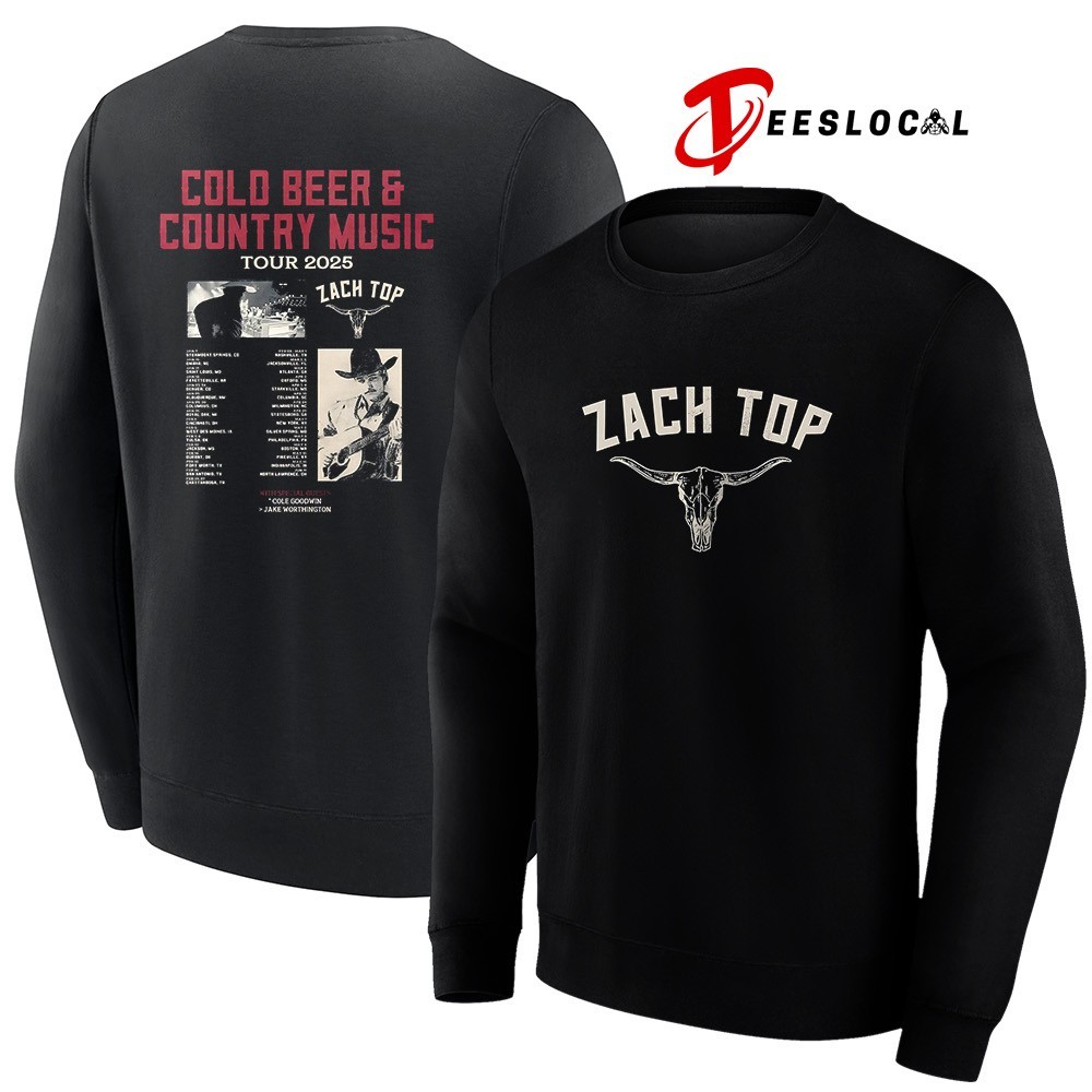 Zach Top Cold Beer and Country Music tour 2025 shirt, hoodie