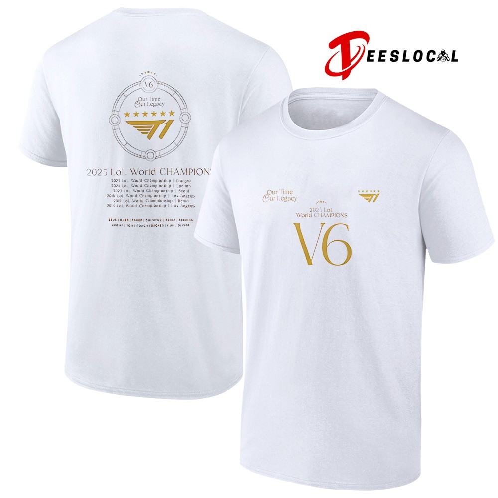 SKT T1 2025 world champions V6 our time our legacy shirt, hoodie