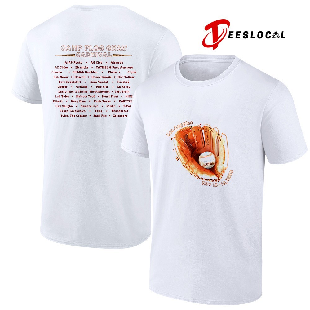 Camp Flog Gnaw Carnival 2025 glove Dodgers Stadium lineup shirt