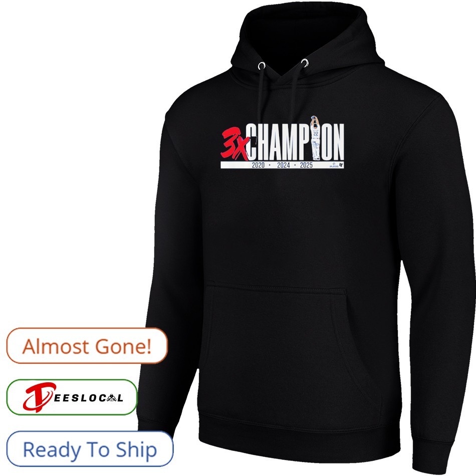 Clayton Kershaw Three-Time Champion Shirt, hoodie, sweater, long