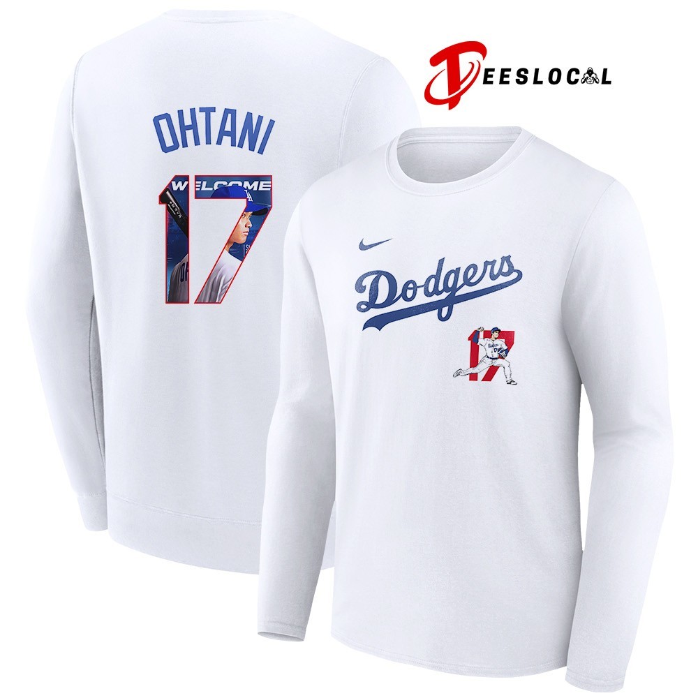 Los Angeles Dodgers Shohei Ohtani 17 pose graphic 2 sided shirt