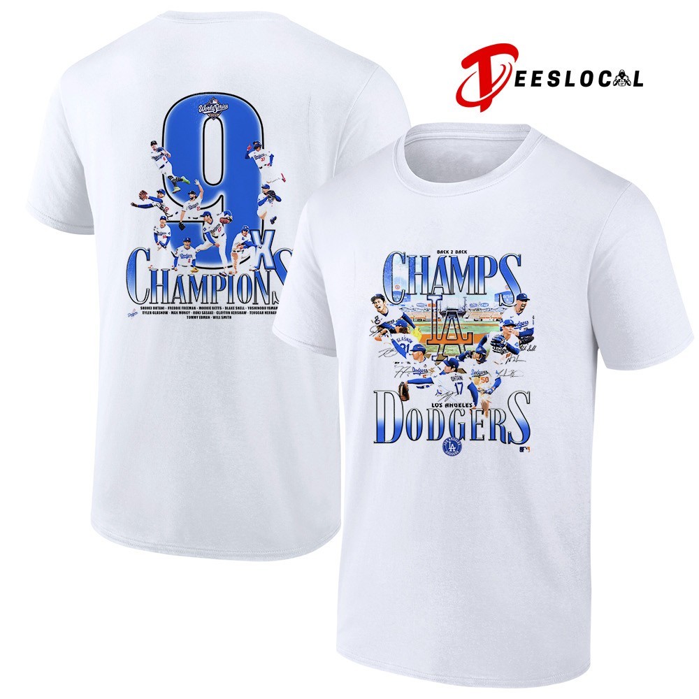 Los Angeles Dodgers back to back champs 9x champions graphic