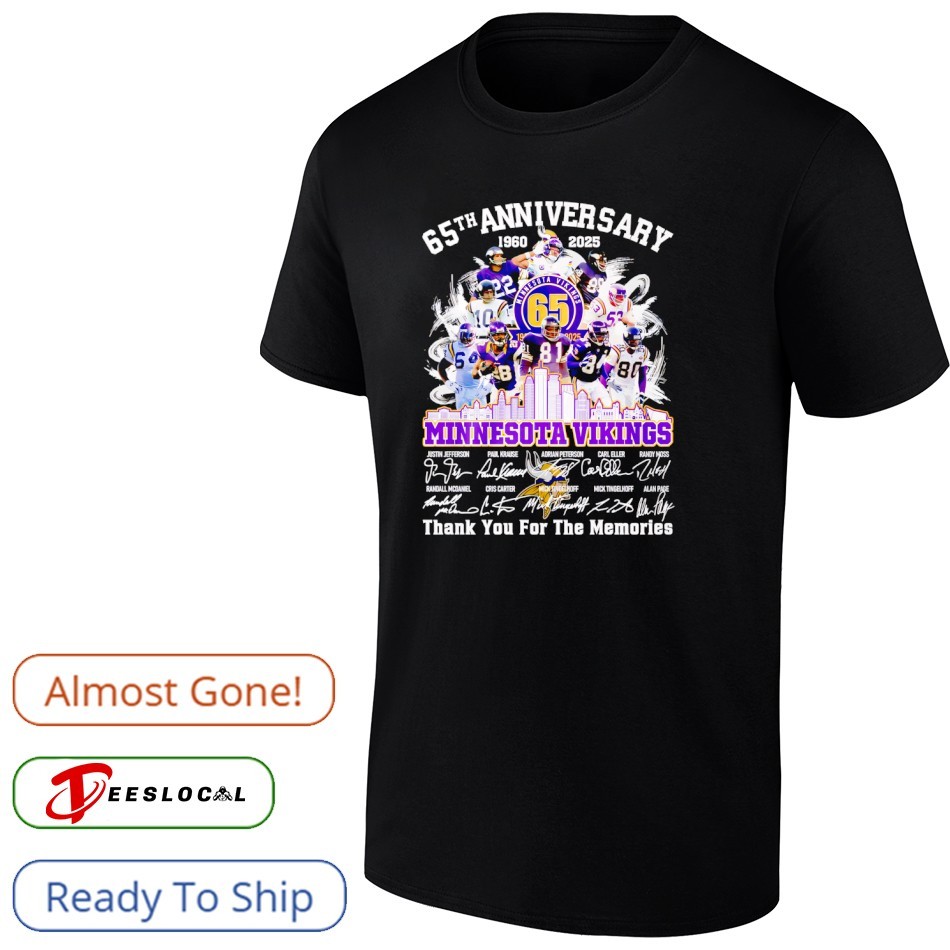 Minnesota Vikings 65th Anniversary 1960-2025 thank you for the