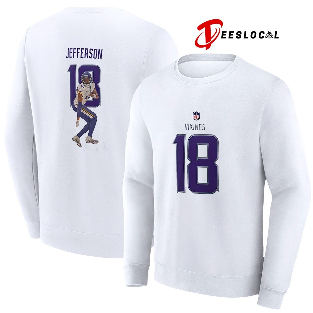 Minnesota Vikings Justin Jefferson name and number winter warrior