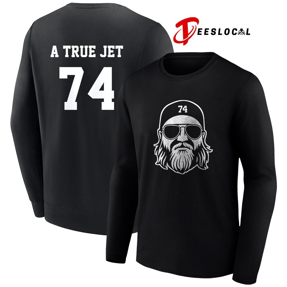 New York Jets Nick Mangold a true Jet 74 portrait number shirt