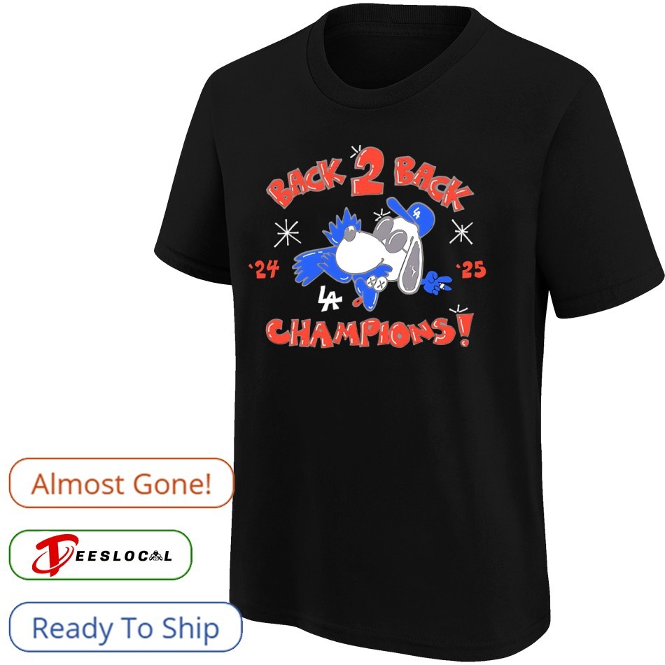 Snoopy Los Angeles Dodgers back back Champions 2025 shirt