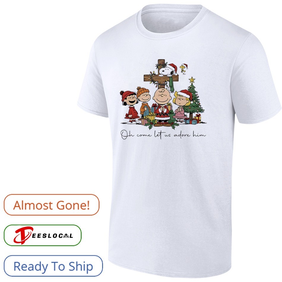 Snoopy on cross with friends Peanuts Christmas oh come let us