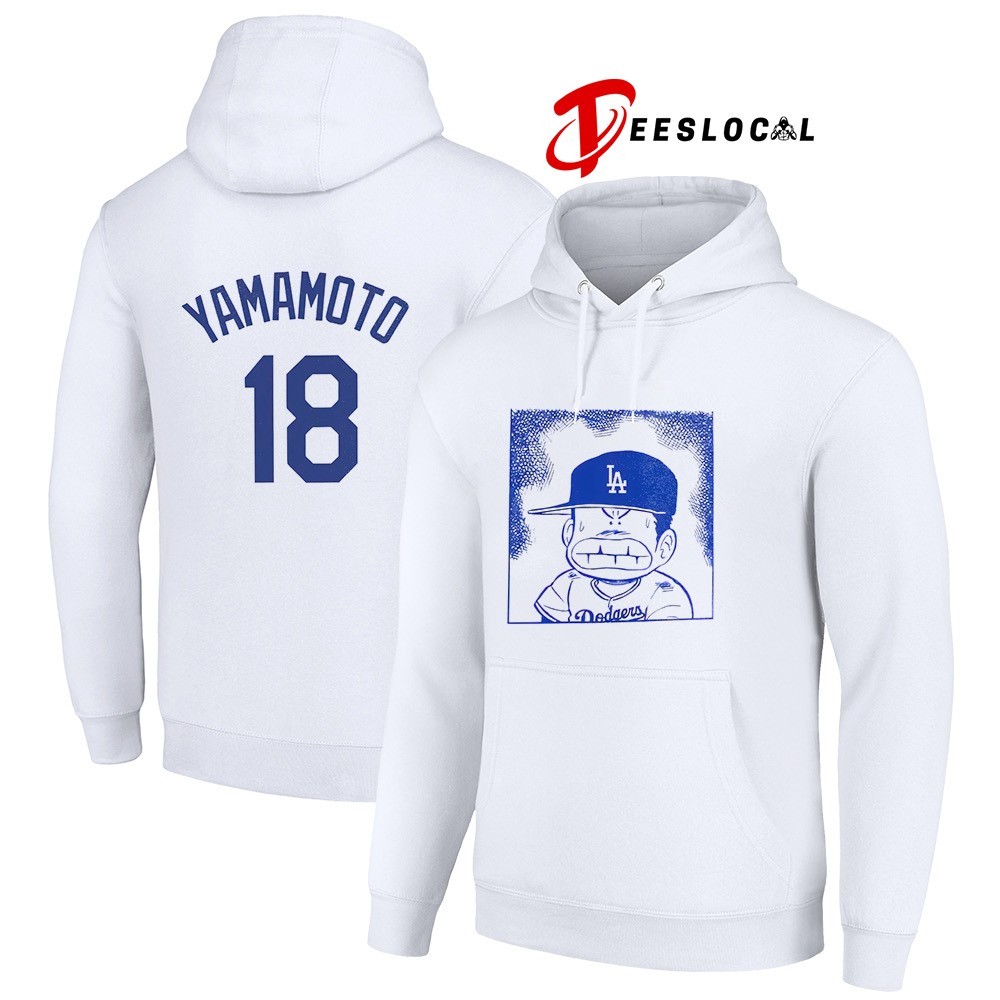 Yoshinobu Yamamoto Los Angeles Dodgers MVP number 18 cartoon 2