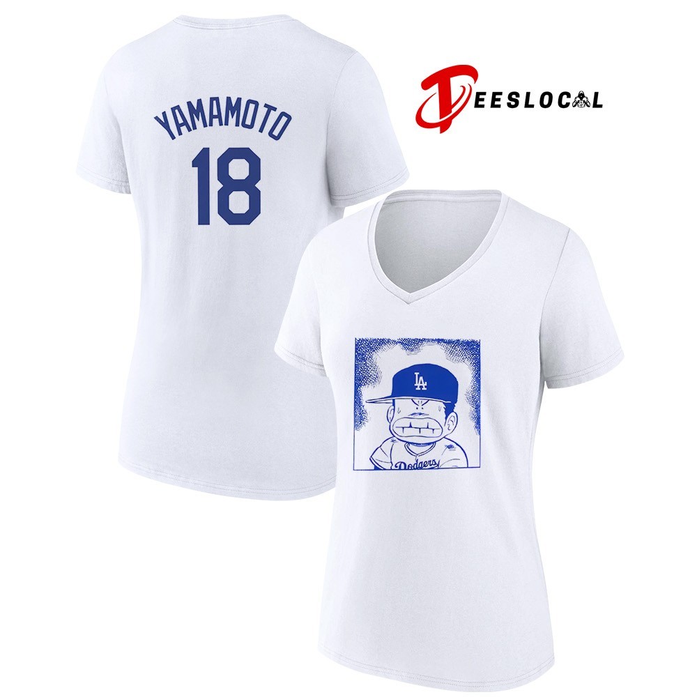 Yoshinobu Yamamoto Los Angeles Dodgers MVP number 18 cartoon