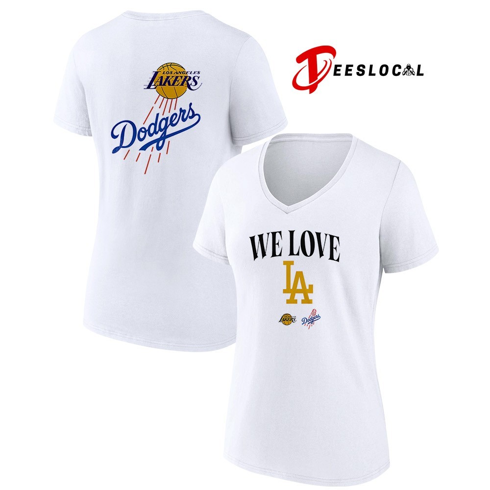 ドジャース×レイカーズ　WE LOVE LA Tシャツ We love Los Angeles Lakers Dodgers logo shirt, hoodie, sweater