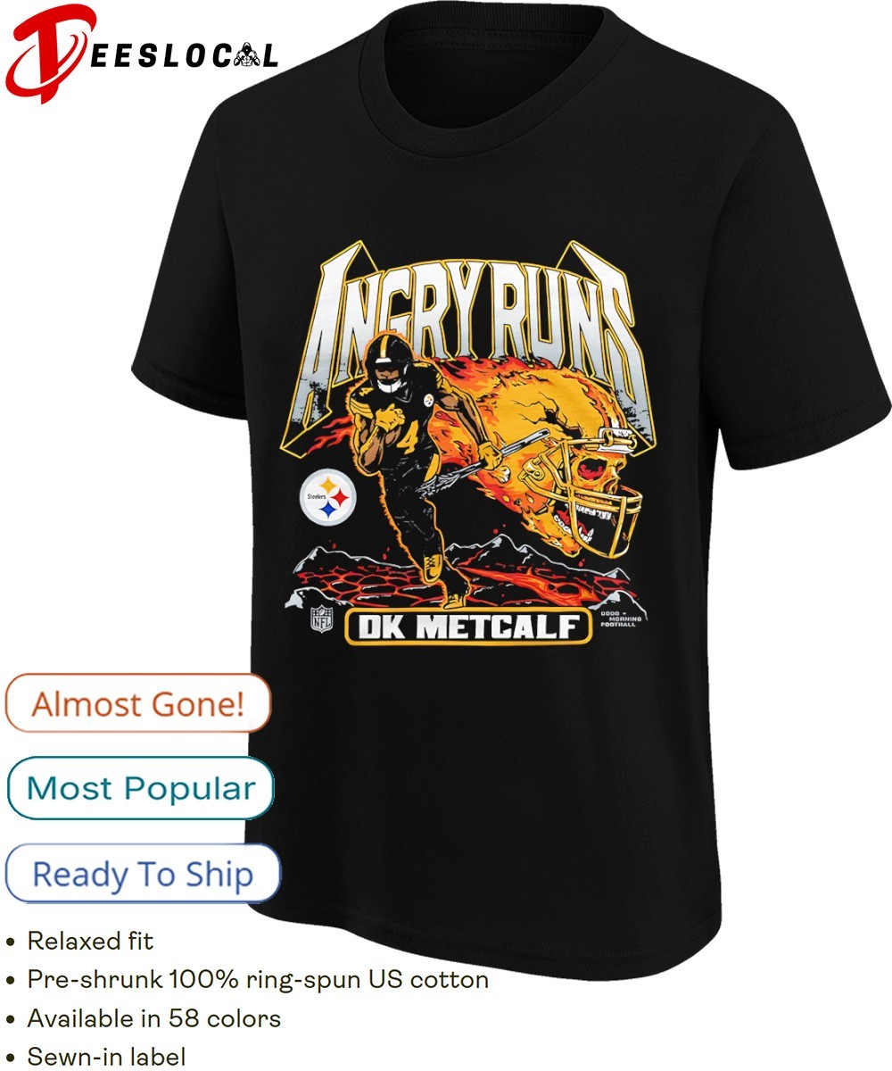 DK Metcalf Angry Runs skull Pittsburgh Steelers football shirt