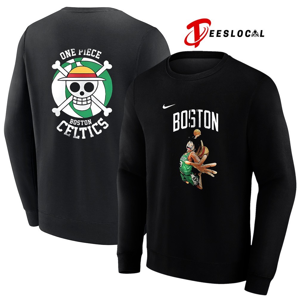 Boston Celtics x One Piece Luffy basketball pose shirt, hoodie