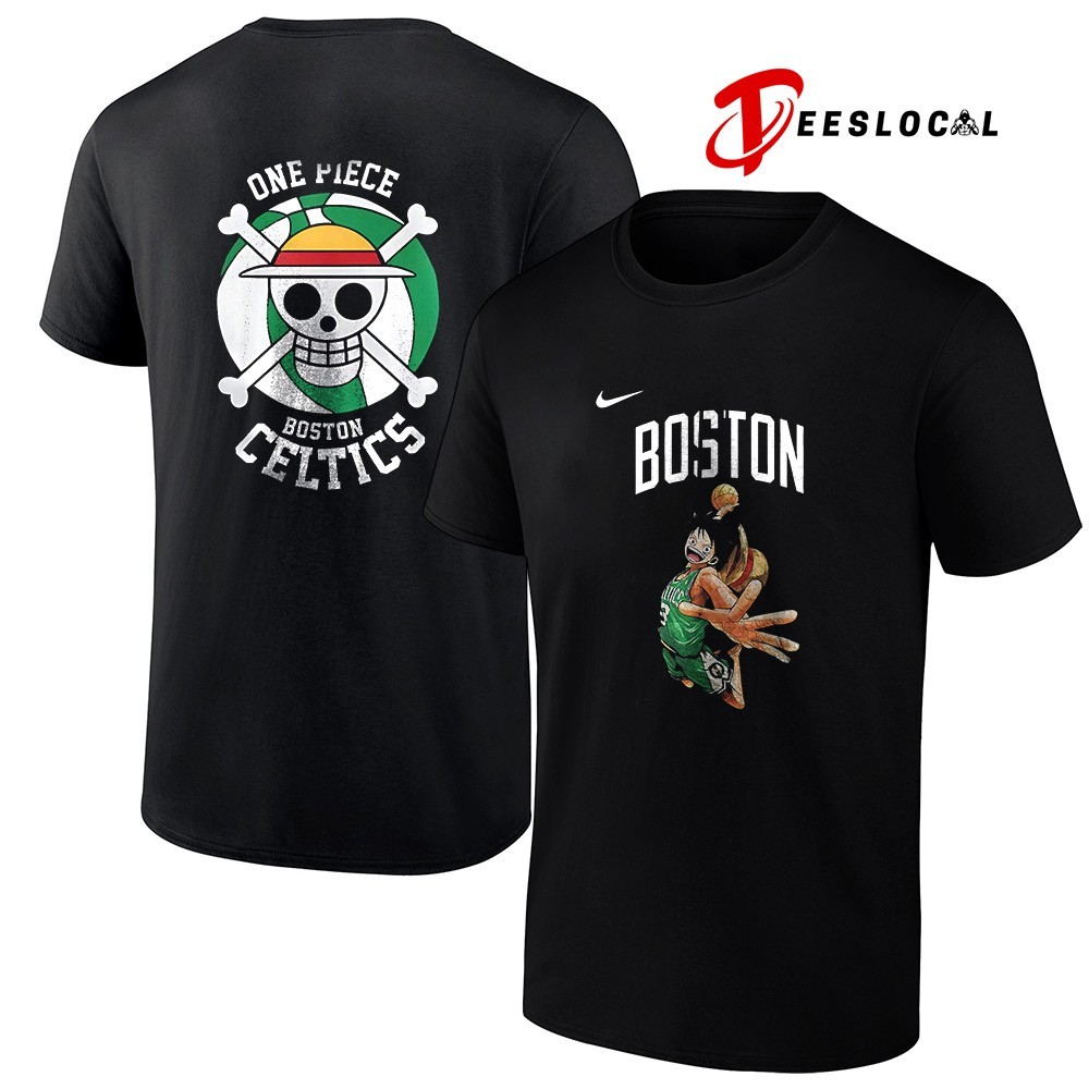 Boston Celtics x One Piece Luffy basketball pose shirt, hoodie