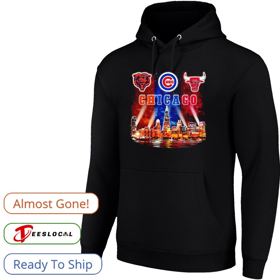 Chicago Bears and Chicago Cubs and Chicago Bulls logo skyline shirt,  hoodie, sweater, long sleeve and tank top, image size:950x950