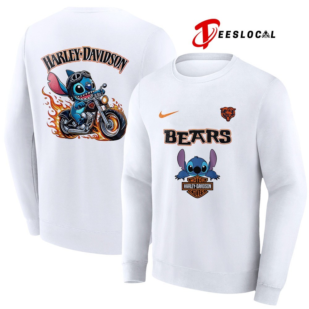 Chicago Bears x Stitch Harley Davidson shirt, hoodie, sweater