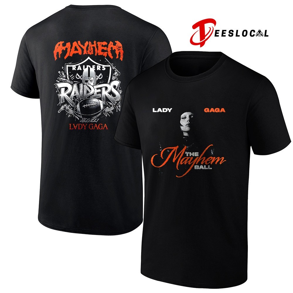 Las Vegas Raiders x Lady Gaga The Mayhem Ball tour graphic shirt