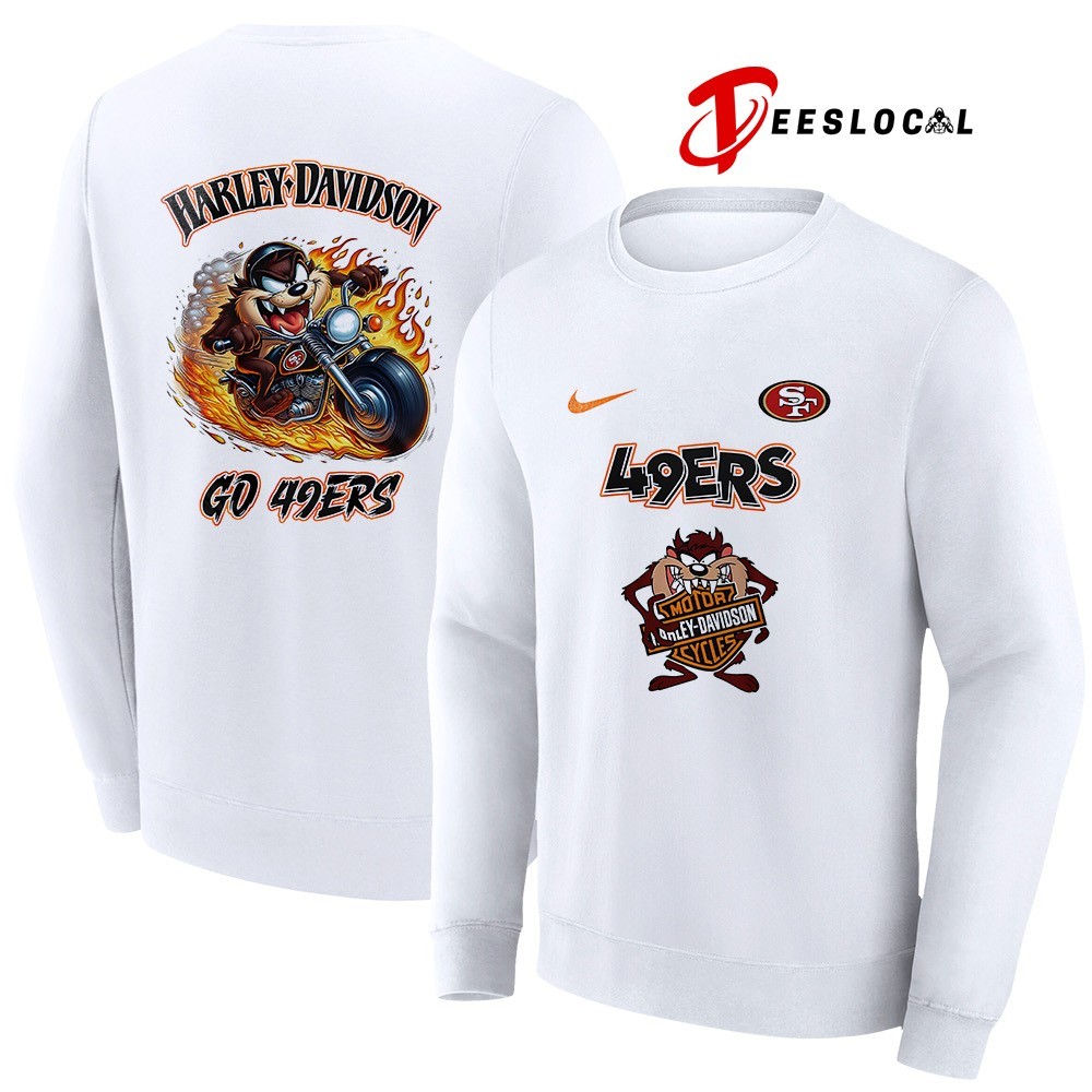 San Francisco 49ers x Taz Looney Tunes Harley Davidson shirt