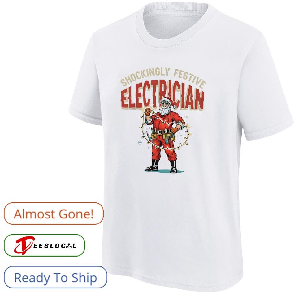 Santa Claus hoding Christmas light shockingly festive electrician