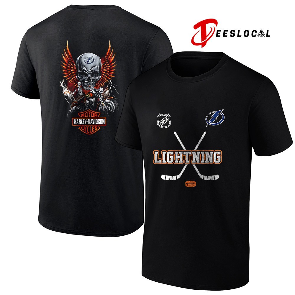 Tampa Bay Lightning x Motorcyles Harley Davidson skeleton shirt