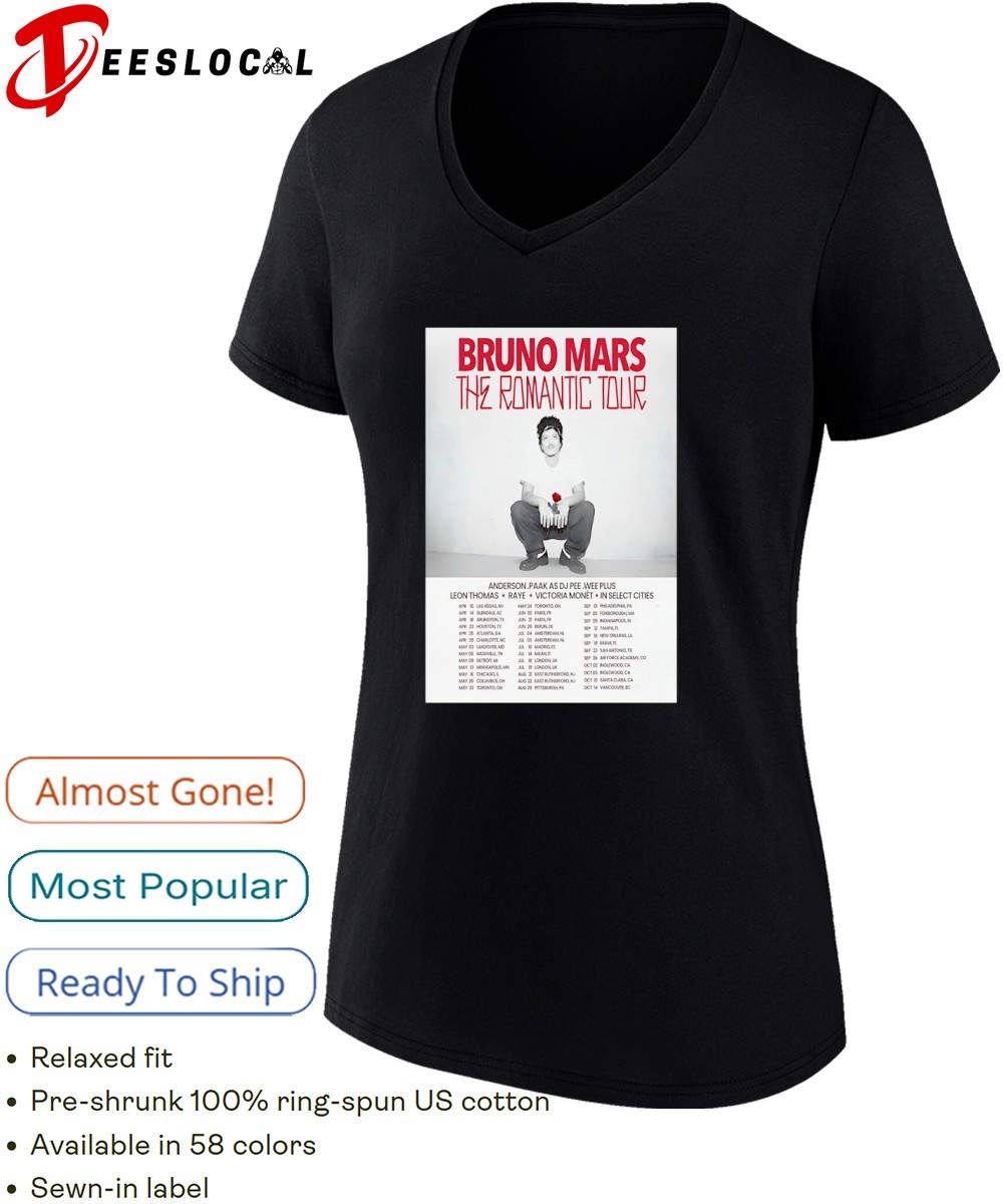 Bruno Mars The Romantic 2026 Tour poster shirt, hoodie, sweater