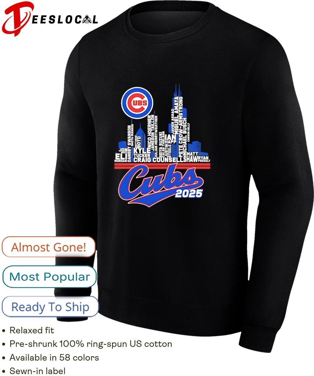 Chicago Cubs baseball name players city skyline shape 2025 logo
