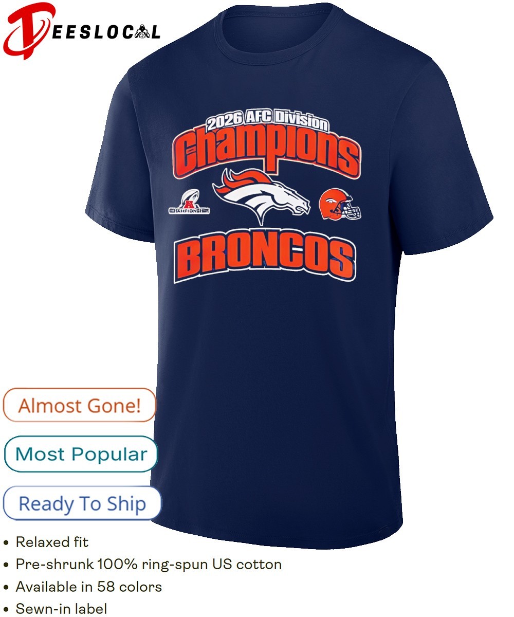 Denver Broncos AFC Division Champions 2026 helmet trophy shirt