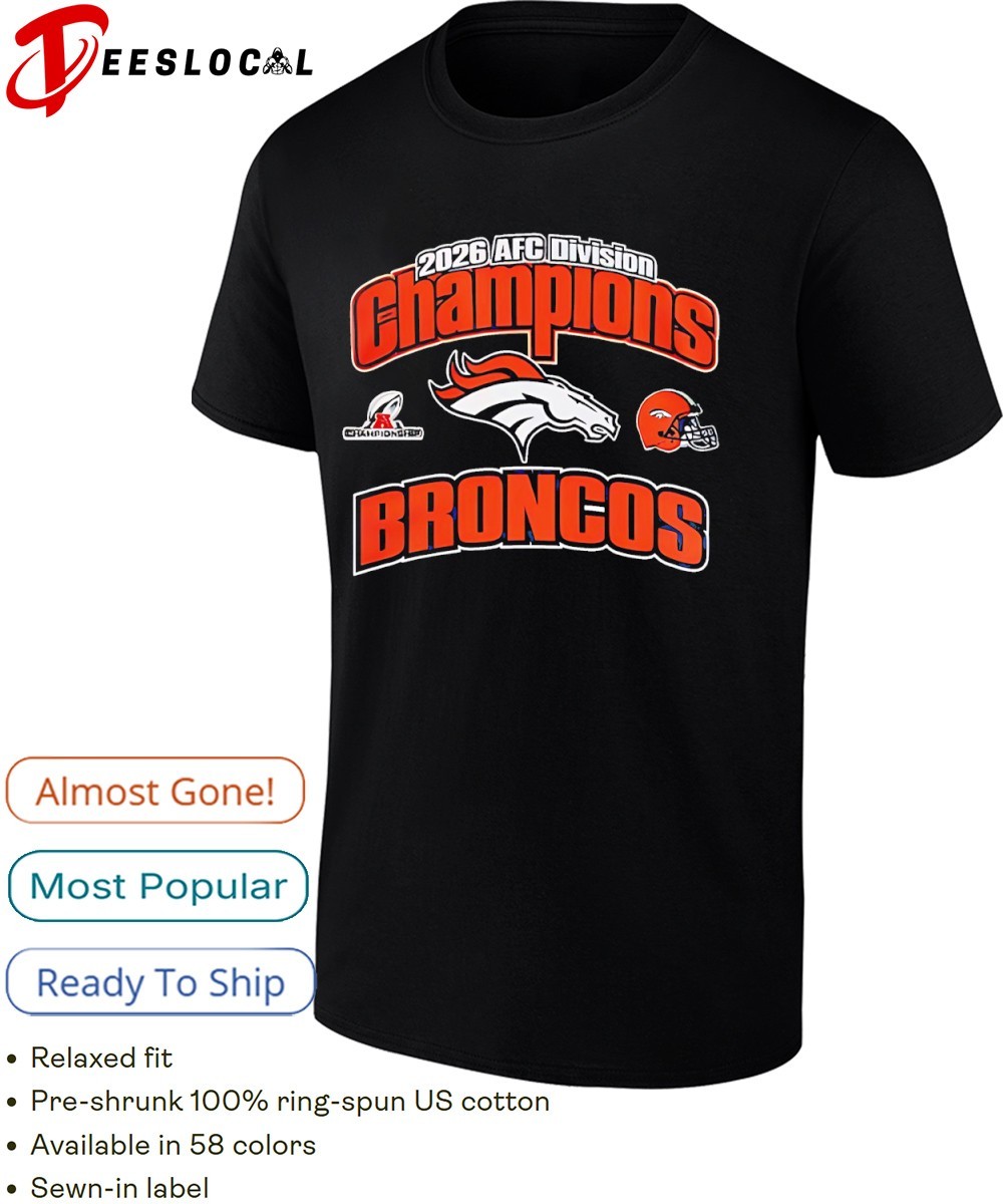 Denver Broncos AFC Division Champions 2026 helmet trophy shirt