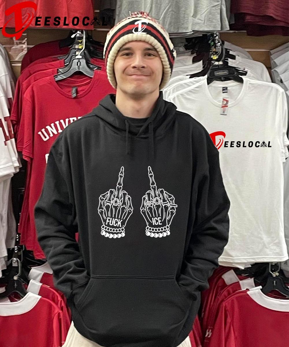 Skeleton hands fuck ICE middle finger shirt, hoodie, sweater, long