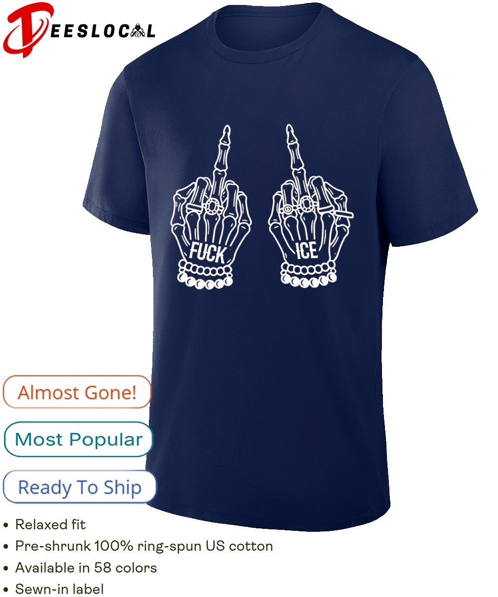 Skeleton hands fuck ICE middle finger shirt, hoodie, sweater, long