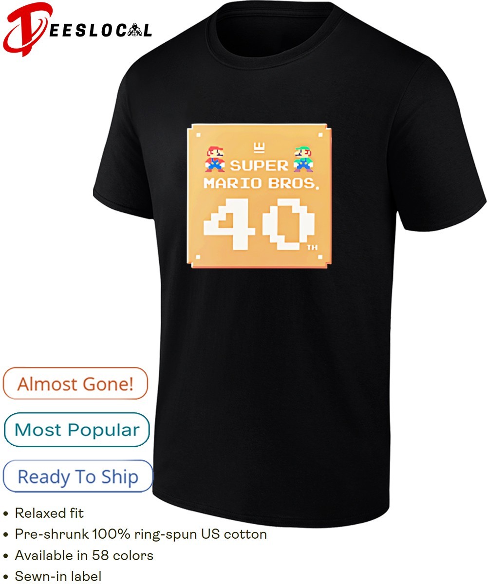 Nintendo Super Mario Bros. 40th Tシャツ L 黒 Super Mario Bros 40th pixel shirt, hoodie, sweater, long sleeve