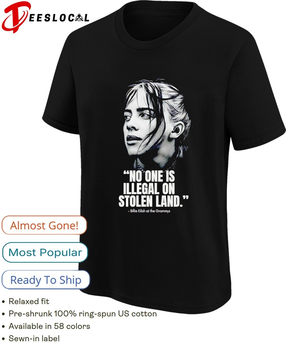 Billie Eilish at The Grammys No One Is Illegal On Stolen Land