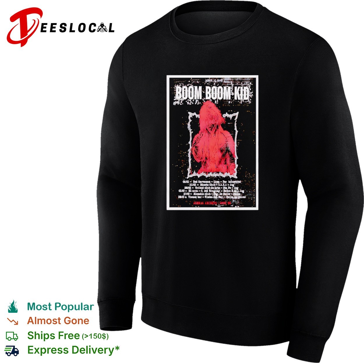 Boom Boom Kid Warrior US Tour 26 Agenda Abierta Seek Us T-Shirt