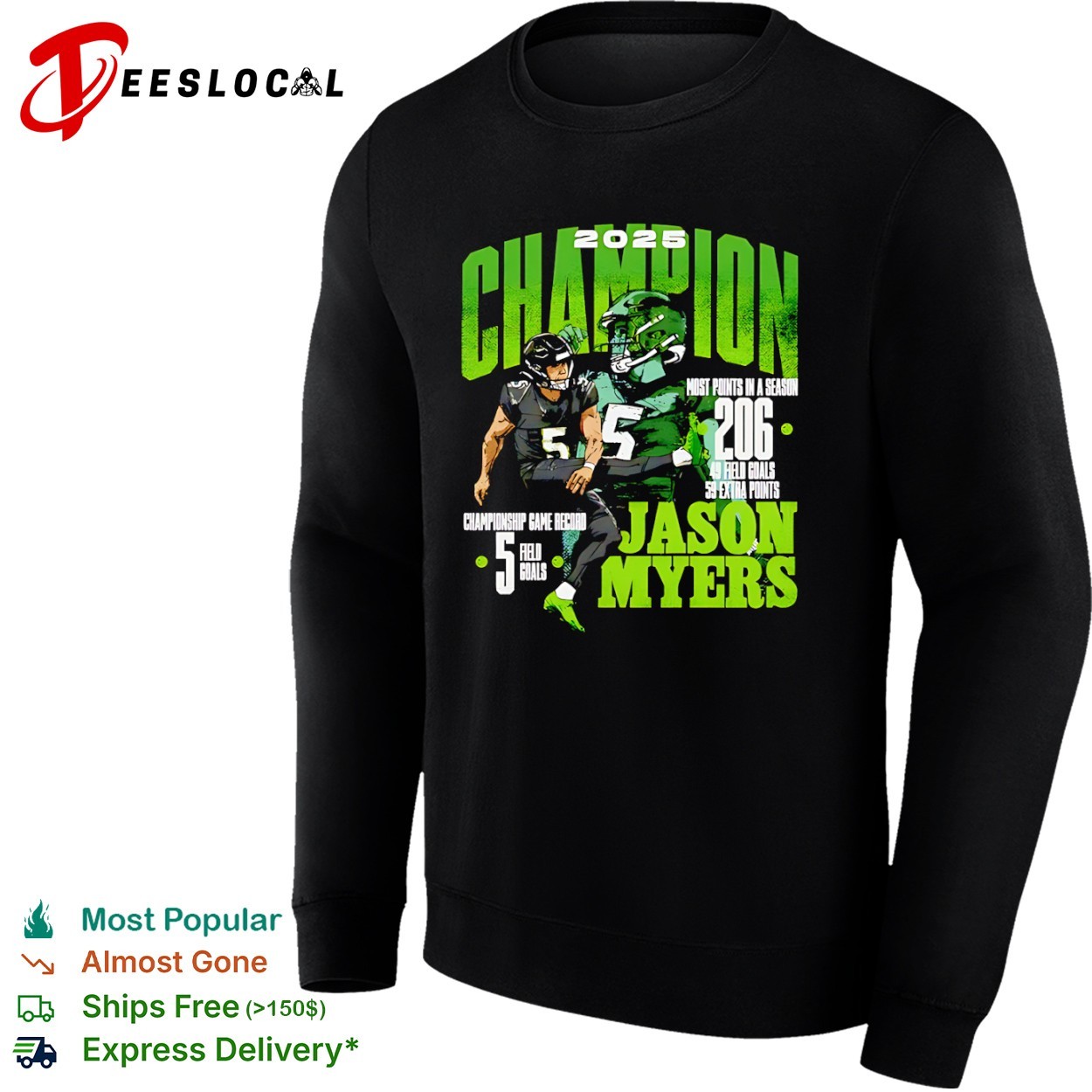 Jason Myers Seattle Seahawks 2025 Championship game record shirt