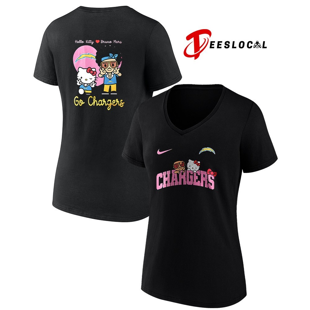 Los Angeles Chargers Hello Kitty x Bruno Mars chibi art shirt