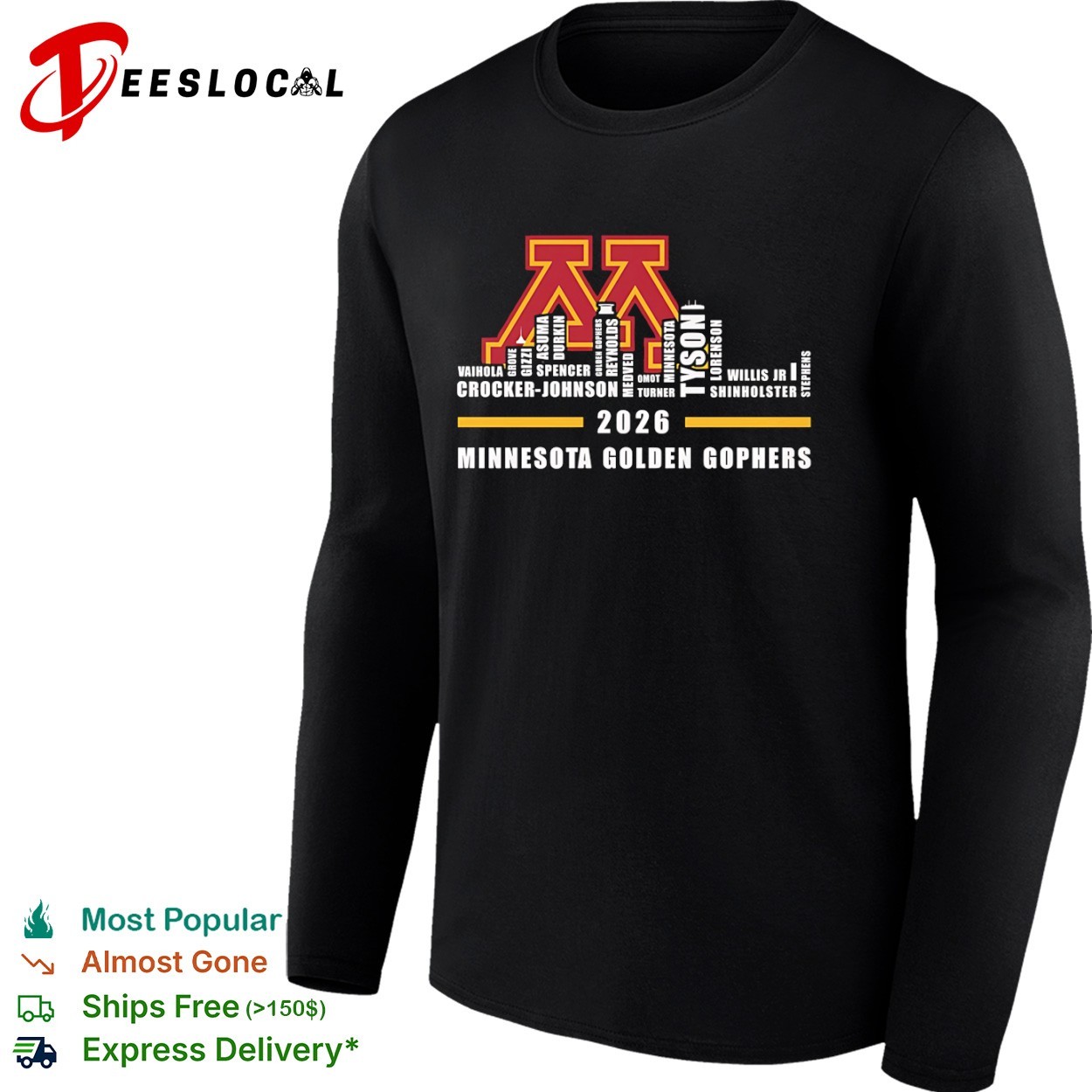 Minnesota Golden Gophers all name of legends 2026 shirt, hoodie