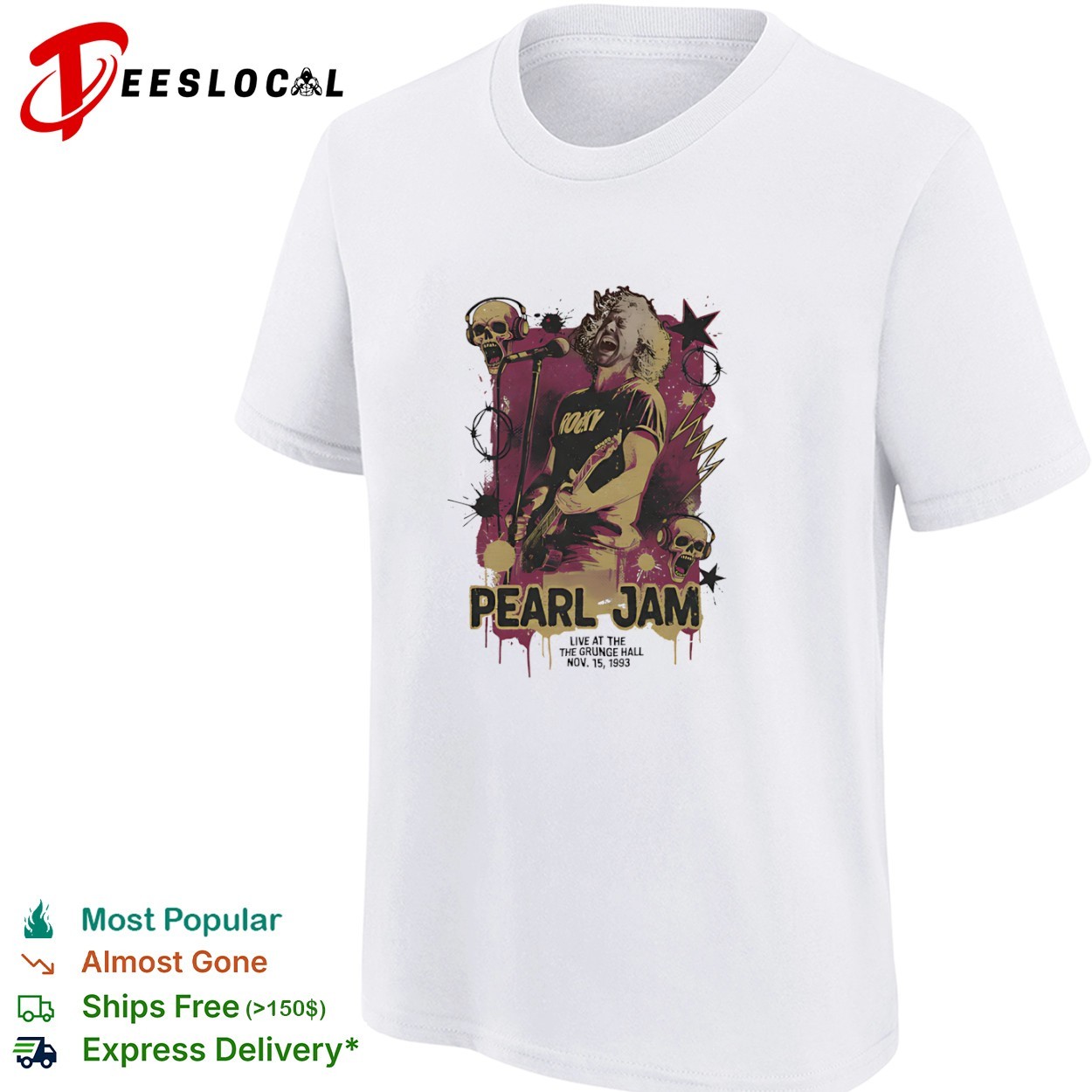 Pearl Jam live at the the grunge hall nov 15 1993 shirt, hoodie