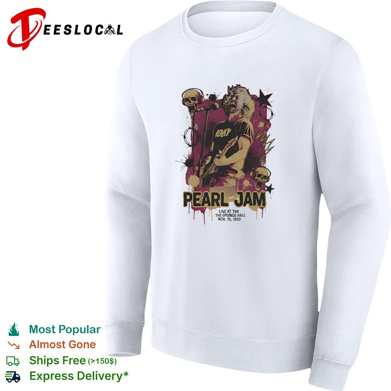 Pearl Jam live at the the grunge hall nov 15 1993 shirt, hoodie