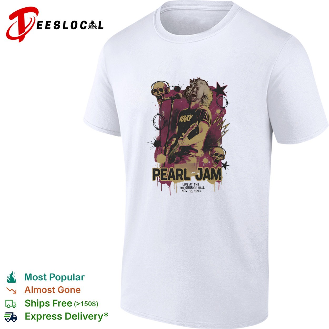 Pearl Jam live at the the grunge hall nov 15 1993 shirt, hoodie