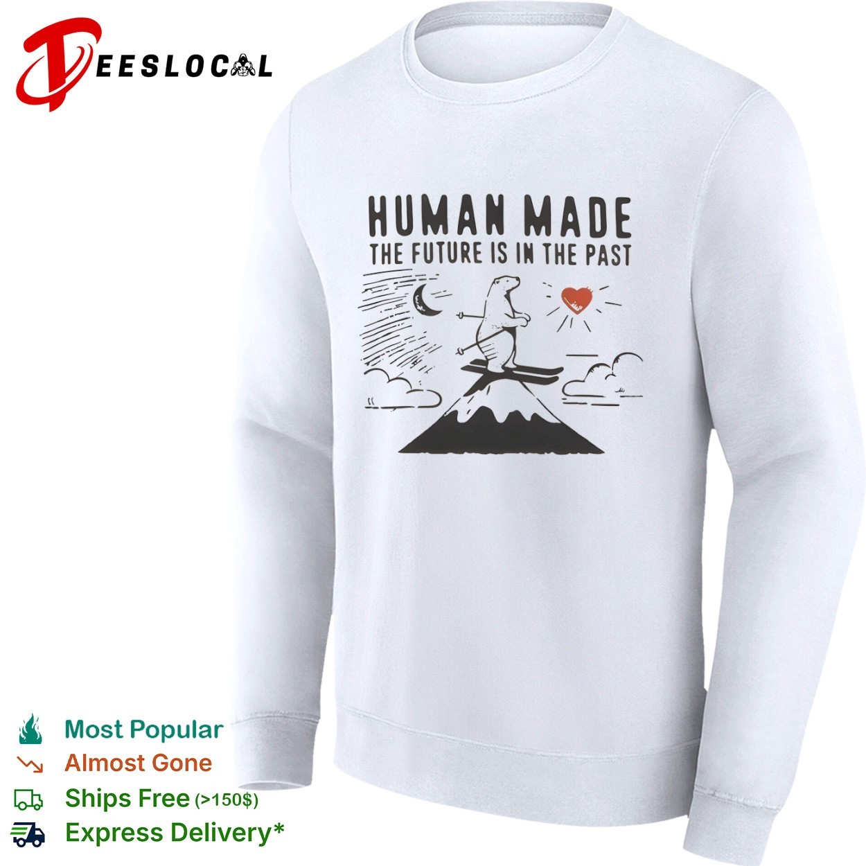 Polar bear skiing Human Made The Future Is In The Past shirt