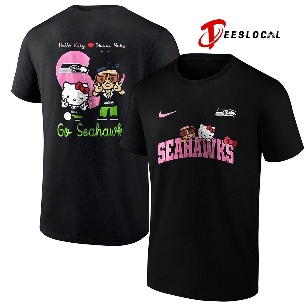Seattle Seahawks Hello Kitty x Bruno Mars chibi art shirt, hoodie