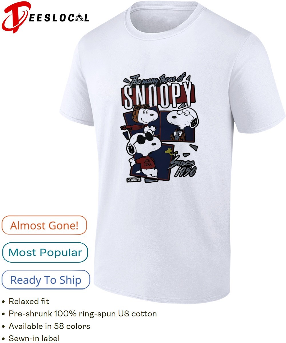The many faces of Snoopy since 1950 shirt, hoodie, sweater, long