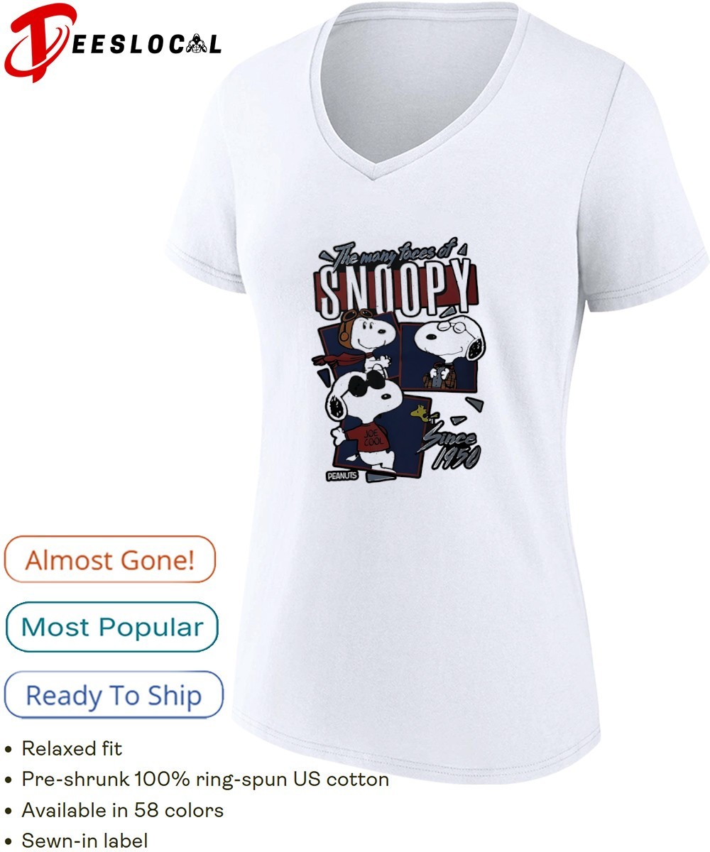 The many faces of Snoopy since 1950 shirt, hoodie, sweater, long