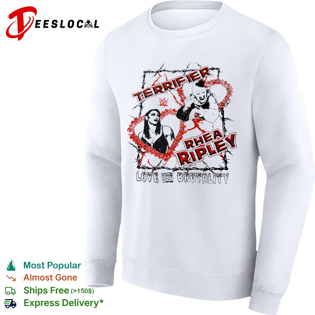 Terrifier x Rhea Ripley love and brutality shirt, hoodie, sweater